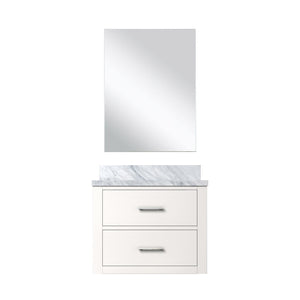 English Elm White Single Bath Vanity With Acrylic Countertop & Frameless Mirror - Modern Design For Small Spaces B2731S01419-GIGA