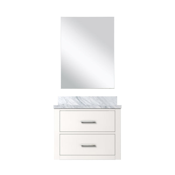English Elm White Single Bath Vanity With Acrylic Countertop & Frameless Mirror - Modern Design For Small Spaces B2731S01419-GIGA
