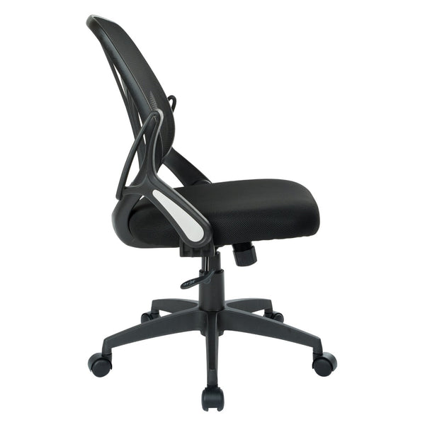 OSP Home Furnishings Screen Back Mesh Task Chair with Lumbar Support Ergonomic Seating for Home Office Use EM69202N-3M