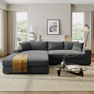 English Elm Christopher Knight Home® - Mirod Large Sectional Sofa with Deep Foam Seats, Built-In Cup Holders, USB Charging Ports, Modern Design Grey N760S0000043E