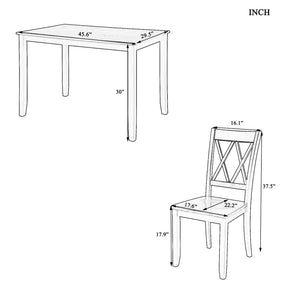 English Elm Topmax Five Piece X-back Dining Set with Solid Wood Legs and Acacia Veneer Top N717S000088K