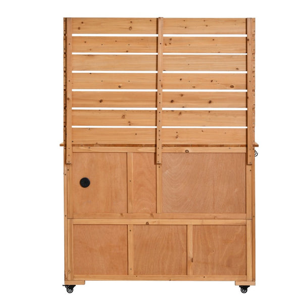 English Elm (assembly Video) Topmax Solid Fir Outdoor Potting Bench Grill Cart with Hutch Storage Natural Wood N717P404333A