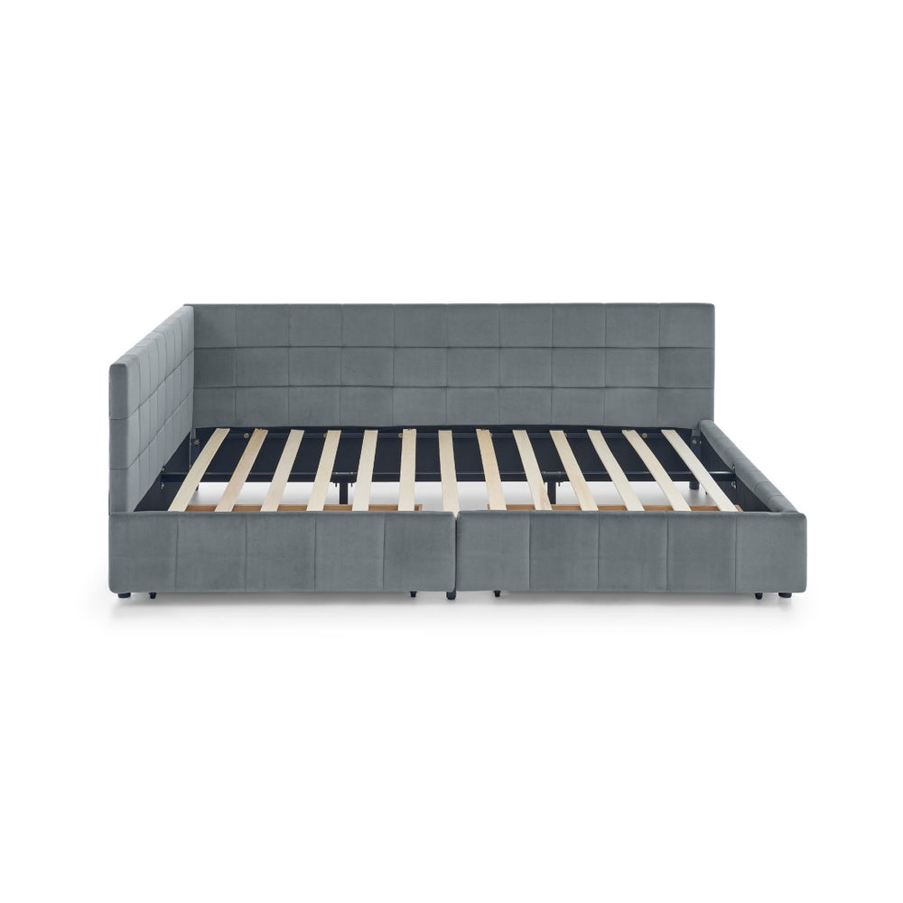 English Elm Queen Size Multifunctional Upholstered Velvet Bed Frame With Storage, Comfort Backrest & Armrests W487S00280-GIGA