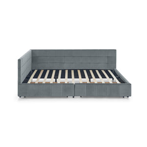 English Elm Queen Size Multifunctional Upholstered Velvet Bed Frame With Storage, Comfort Backrest & Armrests W487S00280-GIGA