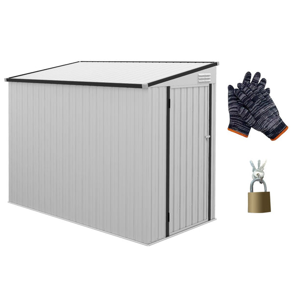 English Elm Outsunny Lean to Galvanized Steel Outdoor Storage Shed with Lockable Door and Air Vents W2225P229425