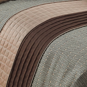 English Elm Lexia 7-Piece Queen Comforter Set - Rich Brown Jacquard, Embroidered Pillows, Modern Masculine Design B340P341965