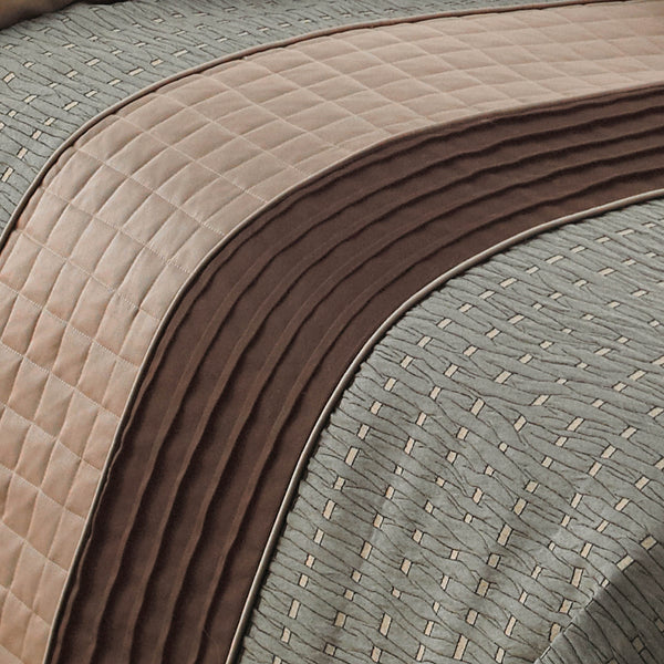 English Elm Lexia 7-Piece Queen Comforter Set - Rich Brown Jacquard, Embroidered Pillows, Modern Masculine Design B340P341965