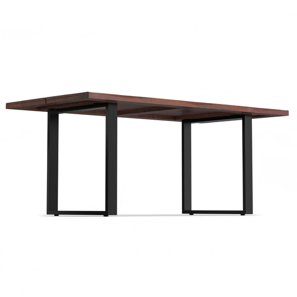 English Elm Fieldcrest Solid Acacia Dining Table with Live Edge Top and Black U-Shaped Iron Legs, 72" Walnut B136P203504