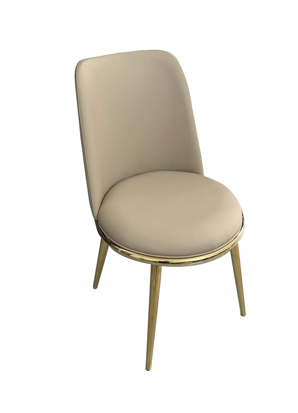 English Elm Gold Norelli 2pc Side Chair Set - Gold/Taupe Upholstered Round Seat, Modern Dining Comfort B2741P407609