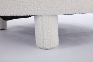 English Elm 063-Teddy Plush Teddy Fabric Armless Accent Chair with 13" Cushion, Wingback Comfort & Solid Wood Legs for Cozy Spaces White W527P308798