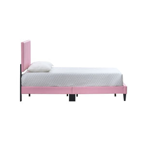 English Elm Baron Full Bed Frame with Faux Leather Upholstery, Slat Support, Adjustable Headboard Height, Fits 7–13" Pink 26.37 L x 45.47 W x 7.48 H B078P380177