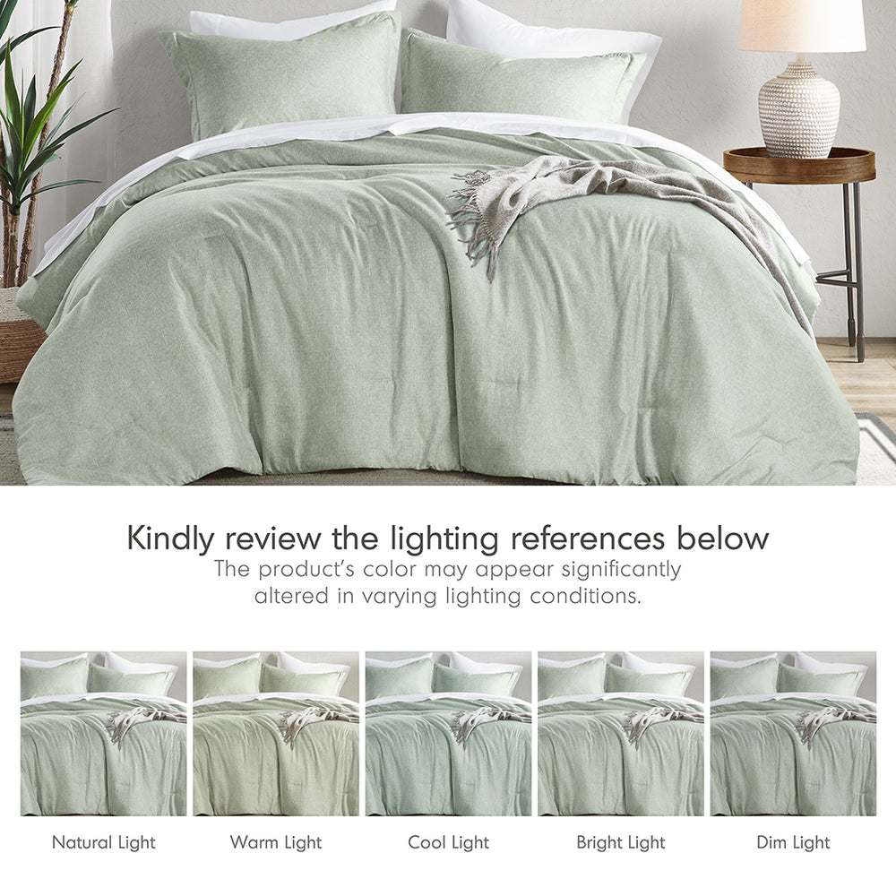 JLA Home Comfort Spaces - Chambray Denim-Inspired Microfiber Comforter Set — Lightweight, Oeko-Tex Certified, Year-Round Cozy Texture 90 L x 66 W x 1.5H AM10-0061