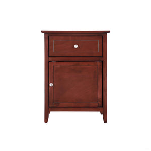 English Elm Transitional Cherry Nightstand with Large Drawer, 25"H x 19"W x 15"D, Durable Particle Board, Rich Finish B078112164
