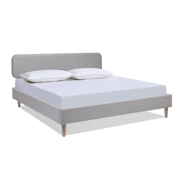 English Elm Jennifer Taylor Home - Diego King Low Upholstered Platform Bed In Light Grey - Modern Elegance With Natural Wood Legs B2719P238662