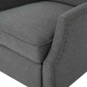 English Elm Christopher Knight Home® - Pushback Recliner Chair with Nailhead Trim and Wingback Design, Plush Fabric Comfort for Living Rooms Charcoal 60760.00CCL