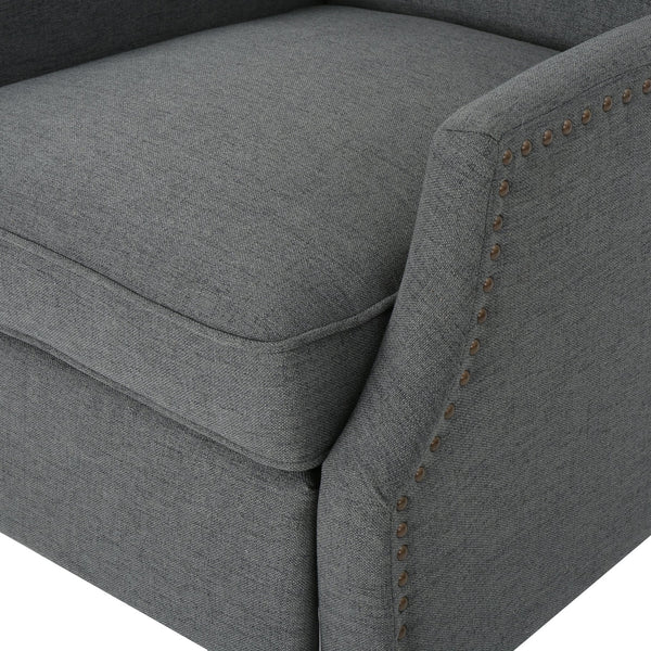 English Elm Christopher Knight Home® - Pushback Recliner Chair with Nailhead Trim and Wingback Design, Plush Fabric Comfort for Living Rooms Charcoal 60760.00CCL