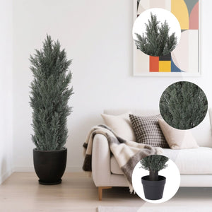 English Elm 5ft Faux Cypress Trees Set of 2 Realistic Tall Greenery for Entryway or Patio W2945P322200