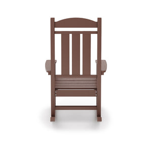 English Elm Beige Hdpe Poly Lumber Porch Rocking Chair with High Back for Outdoor Patio Use Brown B195P198776