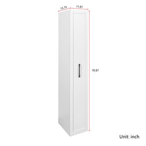 English Elm White,Large, Slim Storage Cart for Narrow Spaces with 6-Tier Shelves, Handle & Wheels, 11.8" Deep Organizer for Kitchen Laundry Pantry (White) W331P295244