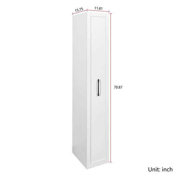 English Elm White,Large, Slim Storage Cart for Narrow Spaces with 6-Tier Shelves, Handle & Wheels, 11.8" Deep Organizer for Kitchen Laundry Pantry (White) W331P295244