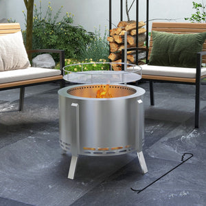 English Elm Outsunny Smokeless Wood Burning Fire Pit Bbq Grill Stainless Steel Outdoor Bonfire W2225P174305