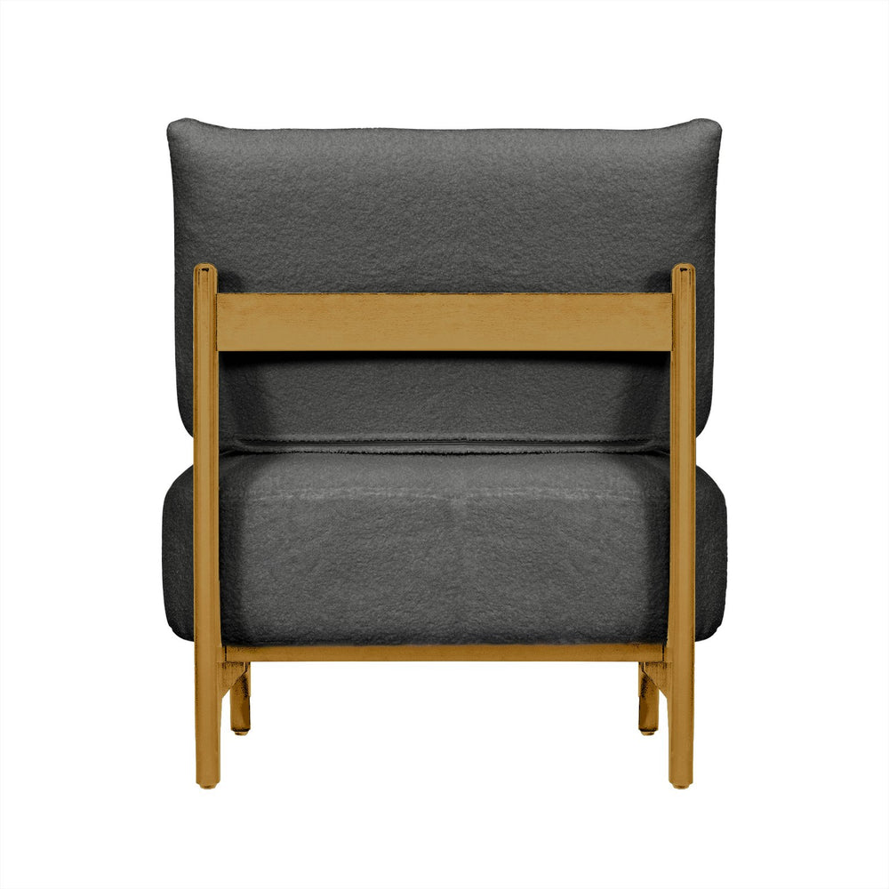 English Elm Single Teddy Fleece Chair Retro Solid Rubberwood Frame Cozy Lazy Sofa Accent Seat for Living Room Comfortable Stylish Durable (Black) W2941P318225