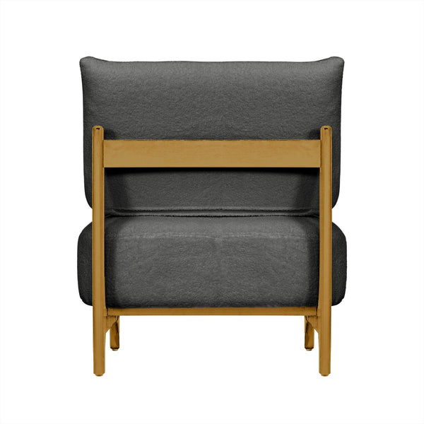 English Elm Single Teddy Fleece Chair Retro Solid Rubberwood Frame Cozy Lazy Sofa Accent Seat for Living Room Comfortable Stylish Durable (Black) W2941P318225