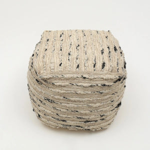 English Elm Neutral Retreat Pouf 18"x18" Beige Cotton Accent Ottoman - Lightweight Seating, Footrest & Texture Decor B346P320745