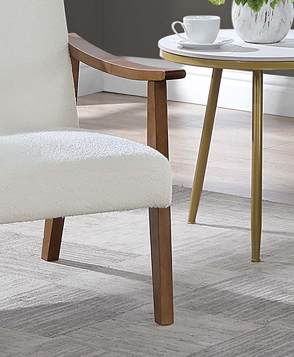 English Elm Stylish Mid-Century Faux Leather Accent Chair with Wooden Frame, Sloped Arms and Padded Seat White 27 L x 13 W x 23 H B011P369875