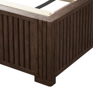 English Elm Solid Rubberwood Queen Platform Bed Low Profile Grain Veneer Frame No Box Spring W1716S00041