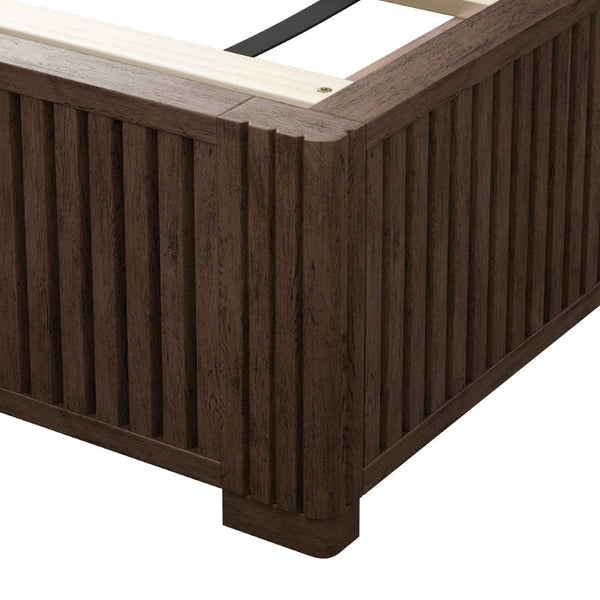 English Elm Solid Rubberwood Queen Platform Bed Low Profile Grain Veneer Frame No Box Spring W1716S00041
