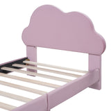 English Elm Twin Size Upholstered Cloud-Shape Bed ,Velvet Platform Bed With Headboard,No Box-Spring Needed,Pink