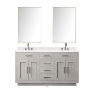 English Elm White Oak Double Bath Vanity Set With Cultured Marble Top, Chrome Faucets, And Large Mirror Included B2731S01697-GIGA