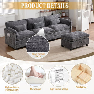 English Elm United Oversized 112" Modular Sectional Sofa - Cloud Couch With Storage Ottoman & Usb Charging Ports W1568S00189-GIGA