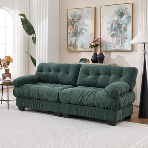 English Elm Cloud Modular Sectional Sofa Deep Seat Flannelette Upholstered Living Room Couch Green W2120S00019