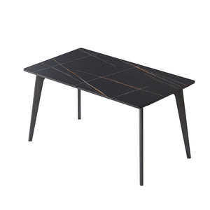 English Elm 55.12" Modern Artificial Stone Dining Table With Black Metal Legs - Sleek Design For 6 People! W1535S00510