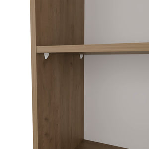 English Elm Beaver 5-Shelf Bookcase 71" High in Natural Oak & White – Scratch-Resistant Melamine, Versatile Storage B128P314794