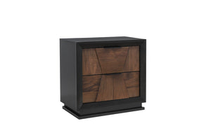 English Elm Houston Queen Bedroom Set Walnut Espresso Wood with Geometric Panel Design B009S01697