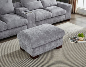 English Elm Modern Sectional Sofa with Console USB Charging and Reading Light, Velvet Microfiber, Solid Wood Frame Light Gray B205S00084