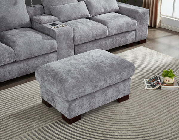 English Elm Modern Sectional Sofa with Console USB Charging and Reading Light, Velvet Microfiber, Solid Wood Frame Light Gray B205S00084