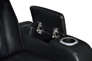 English Elm Jazz Power Recliner 37" Black Leather Aire with LED Lighting, USB-A/USB-C, Storage & Cupholder B061P361342