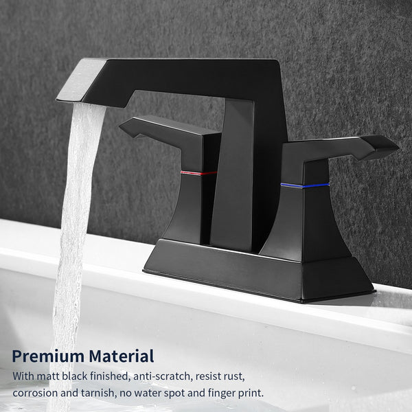 English Elm 2-Handle Modern Matte Black Bathroom Faucet With Drain & Supply Kits For Stylish, Easy Installation T3177P277481