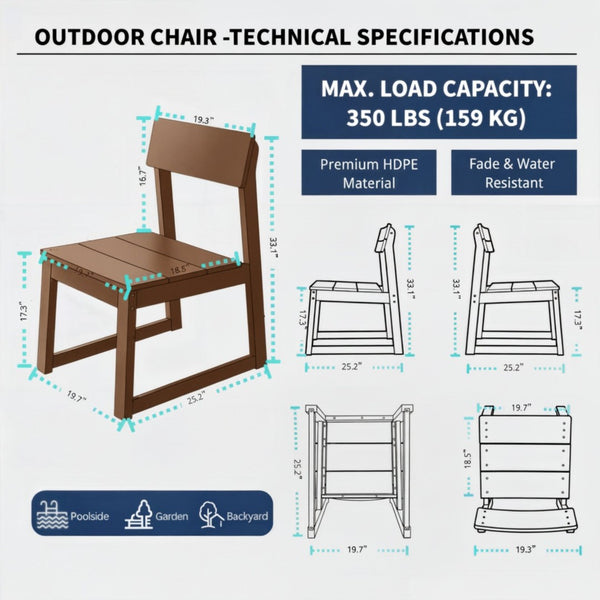 English Elm 2-pack Modernist Recycled Hdpe Slatted Patio Chairs Weather Resistant Outdoor Seating Set Brown W3566P342907