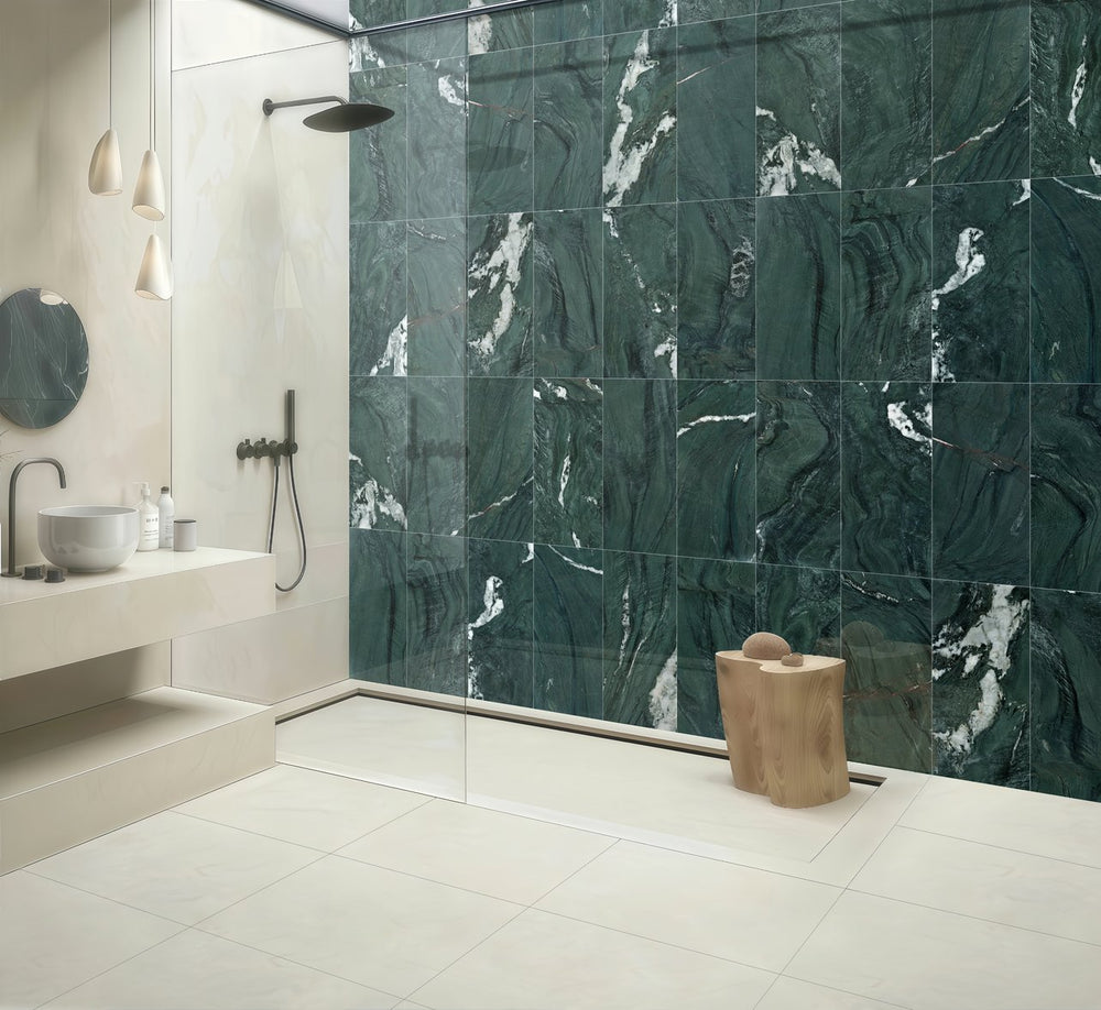 English Elm 12*24 Diamond Green Natural Marble Tile – Polished Genuine Stone for Walls & Floors, Luxury Finish, 4pc Box W1696P314480