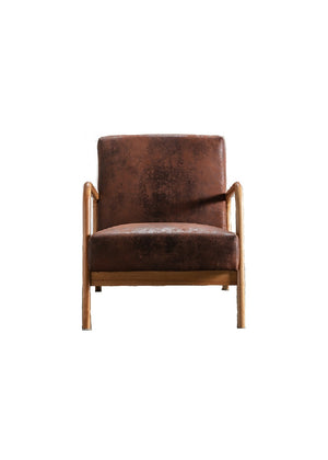 English Elm Classic Mid Century Modern Accent Chair with Espresso Wood Frame, Plush Microfiber Cushioning & Retro Appeal Brown B2735P271037