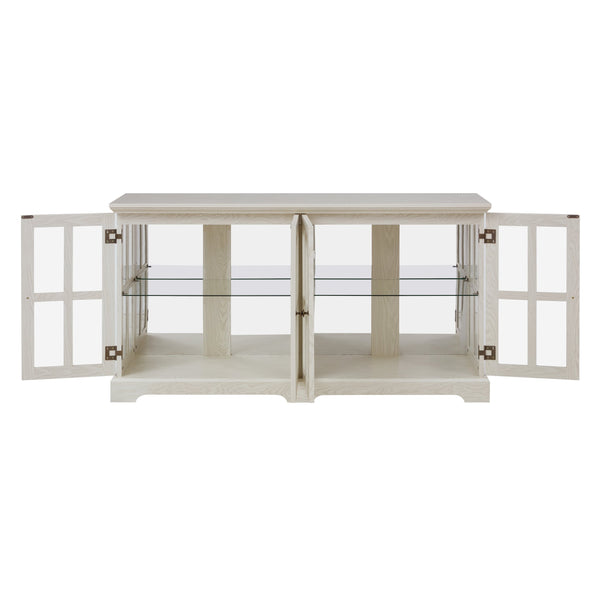 English Elm Led Curio Display Cabinet - Antique White Showcase With Glass Doors, Adjustable Shelves & Led Lighting W2275P231690