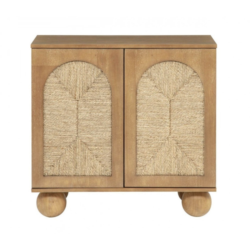 English Elm Boho Seagrass Woven Accent Cabinet with Arched Doors and Ball Feet for Entryway B011P474822