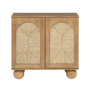 English Elm Boho Seagrass Woven Accent Cabinet with Arched Doors and Ball Feet for Entryway B011P474822