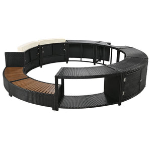 English Elm Spa Surround Spa Frame Patio Rattan Sofa Set with Storage, Mini Foam Cushions, Durable Steel Frame, Weather-Ready Comfort Beige SZ000060AAA