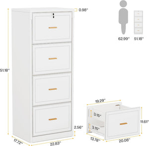English Elm Spacious Four Drawer Locking Filing Cabinet Mdf Build for Home or Office Use T3971P462310